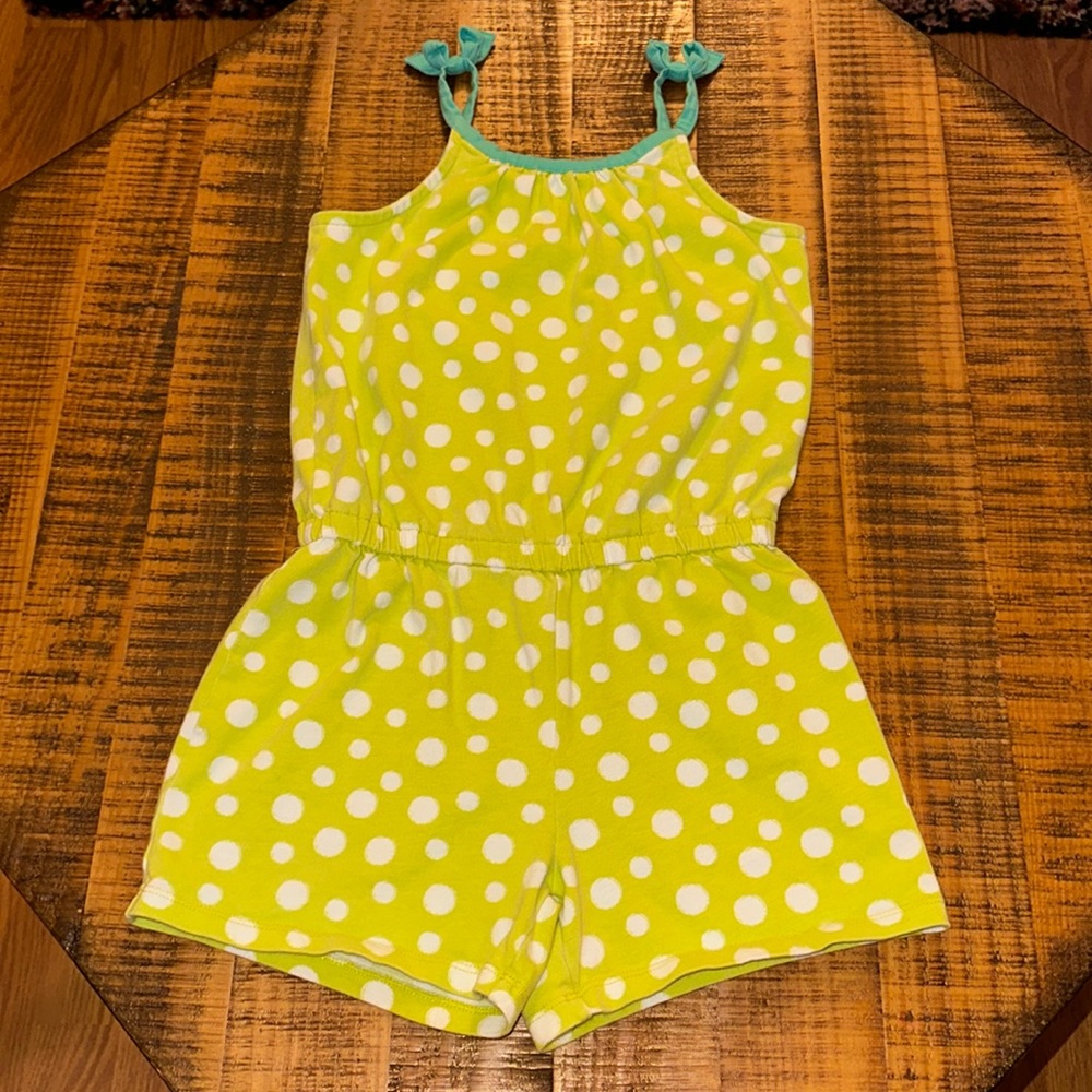Green & White Polka Dot Gymboree Romper Girl’s Size 10